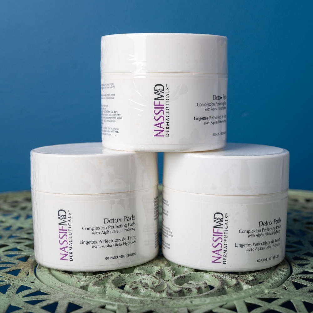 NassifMD Detox Pads Set of 3 | 180 Pads | AHA BHA Exfoliating | NEW